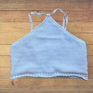 Hollister white crochet knit crop tank top